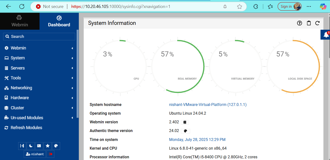 Webmin Dashboard Placeholder